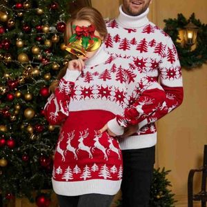 Women's Sweaters Women Knitted Sweater Top Couple Snowflake Fn Crochet Pullovers Men Christmas Turtleneck Autumn WinterWarmBasicJumpersL231107