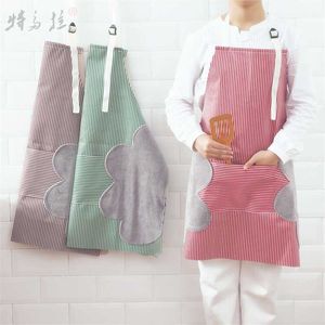 Adult sleeveless Aprons BIb Fashion Simple pocket craft Neck Hanging Household Kitchen Cooking Work Restaurant Hand Wiping Oil-proof Waterproof Apron