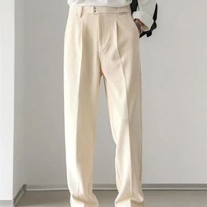 Męskie spodnie gmiixder męskie spodnie swobodne spodni wiosna i jesienne duże eleganckie spusty z szerokiej nogi Japonia prosta beżowa proste spodnie z sznurkiem 230407