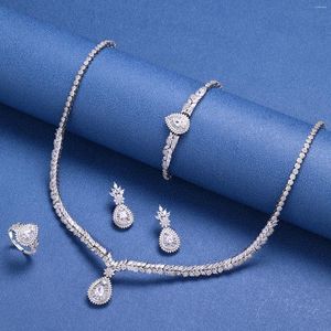 Necklace Earrings Set Water Drop Jewelry 4 Pieces Women Wedding Party And Earring Bride