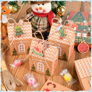 Christmas Decorations 50 Mini Goody Bags Cookie Boxes Gift Creative Sticker House Shaped Food Storage Wedding Gifts Or Baby Shower Par Otgfm