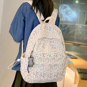 Skolväskor Fashion Girl Floral Bag Women Cute Printing Student ryggsäck Trendiga kvinnliga kawaii college damer Laptop Book