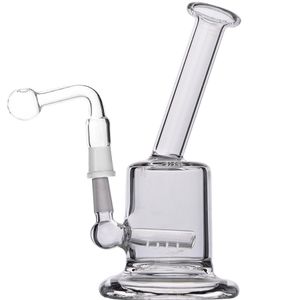 15 cm Tall Mini Bongs Recycler Oil Rigshookahs Water Bong Clear Thick Glass Water Pipes 10mm skålbit