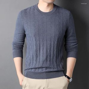 Мужские свитера и осенне-зимний кашемировый свитер ручной вязки для молодых людей среднего возраста с круглым вырезом
