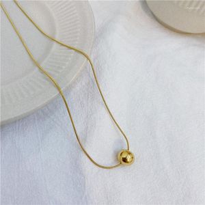 Ketten Mini Goldkette Kleine Metallkugel Anhänger Edelstahl Halsband Halsketten Für Frauen Elegant Winter Hals Schmuck Geschenk