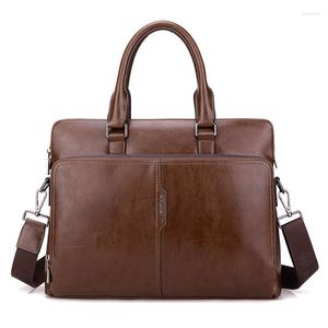 Briefcases Male Package Diagonal Handbag Cross Section Leisure Time Briefcase Business Affairs Computer Leather Laptop Office Bags For Men