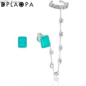 Stud DPLAOPA 925 catena in argento sterling polsino dell'orecchio orecchino a bottone donna lungo CZ gioielleria raffinata clip piercing pendientes gioielli di lusso YQ231107