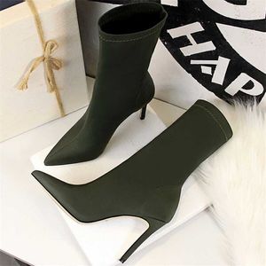 BIGTREE SHOES Women Boots Fashion Ankle Point Toe Stretch Autumn Stiletto Socks High Heels Ladies 230922