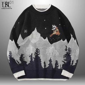 Kadın Sweaters Sonbahar Kış Kış Noel Süvari Unisex Saklama Geyik Baskı Örme Sweaters Erkek Kadın Komik Noel Süvari Çiftleri Outwearl231107