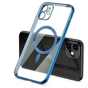 Clear Magnetic For Magsafe Cases Soft TPU Silicone Shockproof Cover With Camera Lens Film Protector for iPhone 15 14 13 12 11 Pro Max