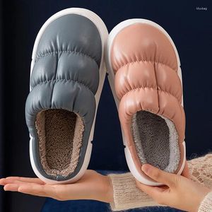 Chinelos mulheres algodão macio grosso sola longa sapatos de pelúcia senhoras feminino interior quente casa winnter 2023