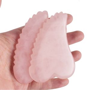 Back Massager Rose Quartz Massager Gua Sha Scraper Naturalny jadeitowy pielęgnacja skóry masażer dla ciała twarz szyi z tyłu urody spa 230406