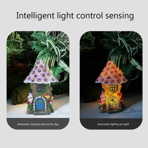 Lawn Lamps Pastoral Solar Decorative Lamp Resin Ambient Decoration Light Tree House for Outdoor Pathway Yard Decoration for Patio Lawn Deco P230406