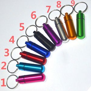 Portable Aluminum Pill Bottle Key Ring WaterProof Tablet Box Keychain Drug Stash Container Storage Outdoor Cash Case Holder Customized Logo Wholesale Price