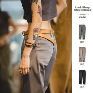 Calças femininas Maden American Retro Skinny Straight Tube Summer Tide Slim Cinza Pendurado Casual