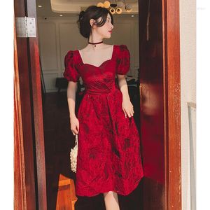 Ethnic Clothing Elegant Short Sleeve Celebrity Toast Women Burgundy Wedding Dress Ball Prom Formal Party Gown Vestido