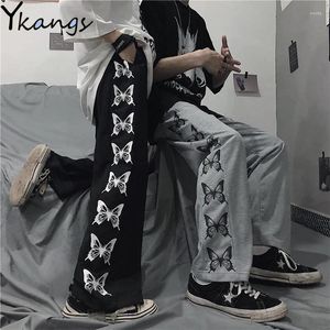 Pantaloni da donna Donna Harajuku Farfalla Stampa Punk Pantaloni a gamba larga Gotico Streetwear Pantaloni da jogging dritti Pantaloni hip-hop coreani da donna