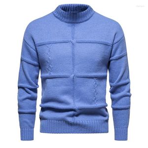 Camisolas masculinas de malha para homens 2023 inverno tripulação pescoço macio pullovers quentes elegante casual cor sólida cabo básico puxar homme