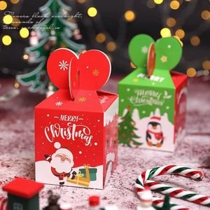 Juldekorationer Julgodiga presentförpackningar 3D Buffalo Plaid Xmas Candy Treat Box Red och Black Christmas Favor Box Holiday Gift OTF1K