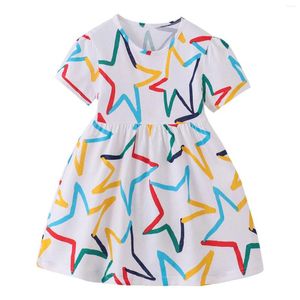 女の子のドレス幼児カラフルな5つの先の尖った星パターン夏のカジュアルドレス2のサンドレスとマッチングセット