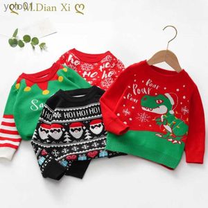 Kvinnors tröjor Autumn Children's Clothing Girls Sweater Stickover Baby Christmas Double Layer Jacquard Base Coat Ins Kids Boys Clothl231107