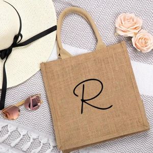 Confezione regalo Borsa tote iniziale in juta personalizzata Borsa grande personalizzata con monogramma Borse Borse Weekender