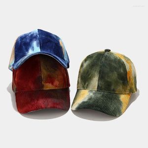 Ball Caps Fashion Corduroy Unisex Men Women Tie-dyed Sun Hat Adjustable Baseball Cap Hip Hop Messy Bun Summer Autumn