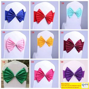 Elastic Wedding Chair Cover Sash Bands Wedding Birthday Party Chair Buckle Sashes Spandex Bow Tie Backs Props Decoration