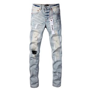 PURP Designer American Blue Cotton High Street Ripped Strech Slim Fit Distressed Fashion Jeans Denim Pants