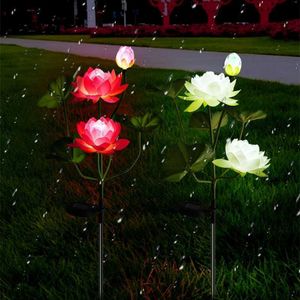 Çim lambalar güneş lotus lambası ışığı bahçe dekorasyonu için güneş enerjisi su geçirmez açık manzara çim aydınlatma veranda avlusu yapay çiçek p230406