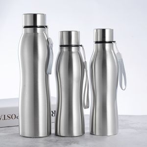 물병 1000/750ml 스테인레스 스틸 물병 자전거 스포츠 컵 누출 방지 휴대용 밧줄 BPA 무료 230407