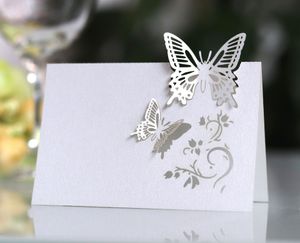 Decorações de casamento a laser esvaziava cartões de assento tridimensional na mesa de borboleta placa de casamento na mesa cartão branco