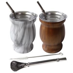 Wine Glasses 230ML Yerba Mate Set Includes Double Walled 188 Stainless Steel Tea Cup One Bombilla Straw a Cleaning Brush 230406