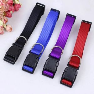 4 Color Nylon Dog Collars Quick Release Buckle Strong Hardware Solid Colors Soft Adjustable Designer Belt Blank Pet Collar for Small ZZ