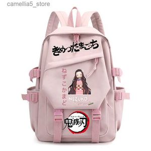 Backpacks Anime Demon Slayer Backpack Kamado Nezuko Cosplay School Backpack Girls Women Travel Laptop Bags Student BookBags For Kid Q231108