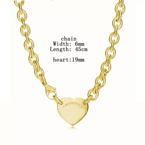Designer de luxo 19mm colar de coração feminino aço inoxidável moda casal jóias redondas presente para namorada natal atacado