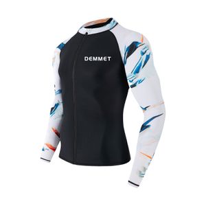 Wetsuits Drysuits DEMMET Men's UPF 50Zipper Dust Cover Water Surfing Long Sleeve Swimsuit UVSunscreen Swimsuit 230406
