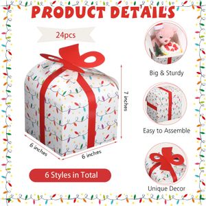 Christmas Decorations Goody Gift Boxes With Bow Xmas Paper Treat Candy Goodie 3D Holiday Cookie For Kids Winter Birthday Party Favor S Otzsj