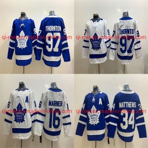 저렴한 드롭 컨칭 34 Auston Matthews 16 Marner Mitchell 91 John Tavares 97 Andersen Thornton Home Allante Throwback Stitched Ice Hockey Jerseys