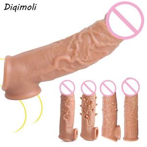 Sex Toy Massager Reusable Penis Enlargers Realistic Dildos Soft Extender Enhancer Delayed Ejaculation Cock Sleeve for Men