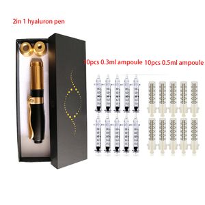 2 I 1 Hyaluron Pen för mesoterapi Gun Lip Lifting Skin Rejuvenation 0,3 ml 0,5 ml Ampoule Head Adapter Beauty Tool