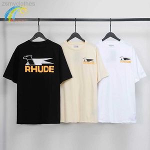 Herr t-shirts herr t-shirts sommar vår streetwear svälja tryck rhude t skjortor män kvinnor 1 bomull aprikos svart vit tee