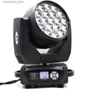 Moving Head Lights 19x15W Zoom Beam Wash Moving Head Light para efeito de iluminação de palco com RGBW 4 em 1 LED e controle DMX Dj Disco e Nightclub Q231107