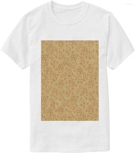 メンズTシャツオレンジドッグプリント子犬ホワイトTシャツコットンティー面白い夏の半袖Tシャツを男性用