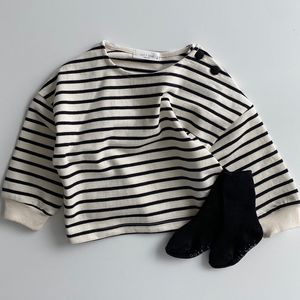 Kids Shirts Fashion Striped Print Baby Clothes Cotton Long Sleeve T Boys And Girls Tops Autumn Clothing 230407