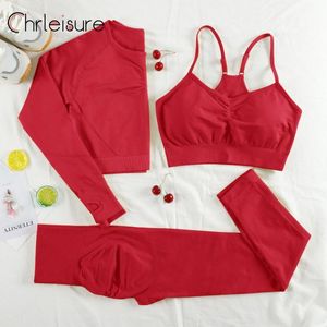 Yoga Outfits CHRLEISURE 234 Piece Gym Set Women Seamless Sportswear Workout Fitness Shorts for Female Sports Leggings Suit 230406