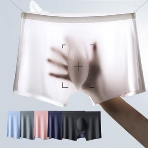 UNDUPTS 2PCS Erkek Panties Erkekler Buz İpek Boksörler Dikişsiz Seksi İç Çamaşırı iç çamaşırı Adam Ultra-İnce Nefes Alabası Bri Kifrelik