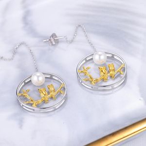 Kolczyki obręcze oryginalne prawdziwe klejnoty s925 srebrne okrążone okrążone ins styl premium kreatywny design biżuteria perłowa wysoka kwalifikacja