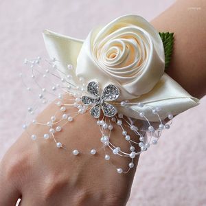 Браслеты-подвески женские цветочные ручные цветы невесты жемчуг на запястье цветок высокое качество аксессуары для свадебной вечеринки браслет с розой