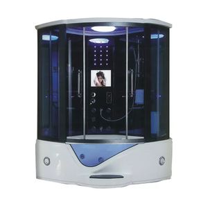 1500mmx1500mmx2150mm Luxury Steam Shower Enclosure Mult-Functional TV Computer Control Wet coffe gold Sauna Room 092